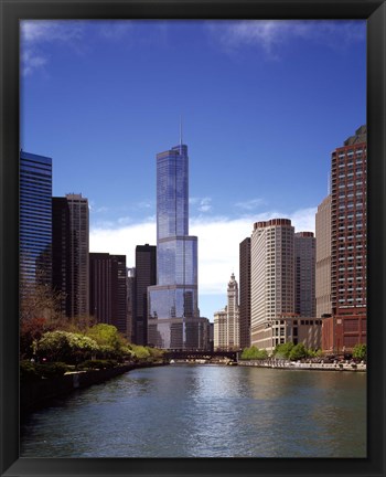 Framed Skyscraper in a city, Trump Tower, Chicago River, Chicago, Cook County, Illinois, USA Print