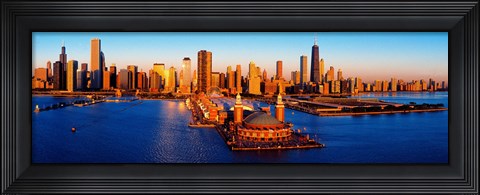 Framed Sunrise at Navy Pier, Lake Michigan, Chicago, Cook County, Illinois, USA Print