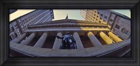 Framed Low angle view of a stock exchange building, New York Stock Exchange, Wall Street, Manhattan, New York City, New York State, USA Print