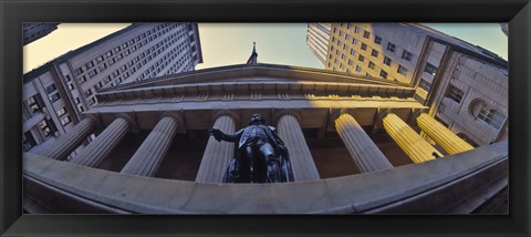 Framed Low angle view of a stock exchange building, New York Stock Exchange, Wall Street, Manhattan, New York City, New York State, USA Print