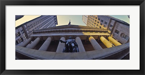 Framed Low angle view of a stock exchange building, New York Stock Exchange, Wall Street, Manhattan, New York City, New York State, USA Print