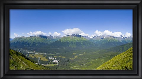 Framed Aerial view of a ski resort, Alyeska Resort, Girdwood, Chugach Mountains, Anchorage, Alaska, USA Print