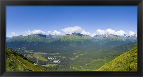 Framed Aerial view of a ski resort, Alyeska Resort, Girdwood, Chugach Mountains, Anchorage, Alaska, USA Print