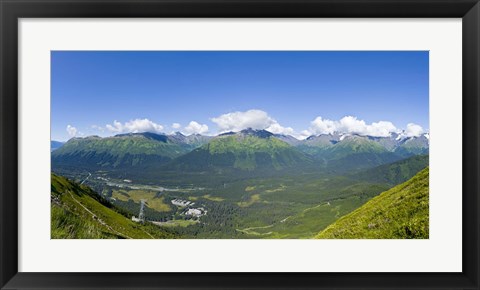 Framed Aerial view of a ski resort, Alyeska Resort, Girdwood, Chugach Mountains, Anchorage, Alaska, USA Print