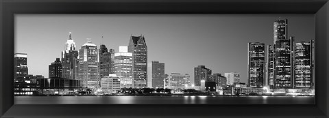 Framed City at the waterfront, Lake Erie, Detroit, Wayne County, Michigan, USA Print