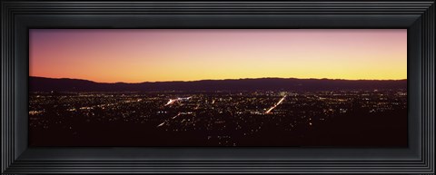 Framed City lit up at dusk, Silicon Valley, San Jose, Santa Clara County, San Francisco Bay, California Print