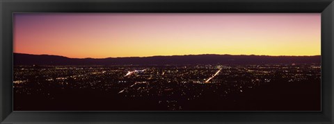 Framed City lit up at dusk, Silicon Valley, San Jose, Santa Clara County, San Francisco Bay, California Print