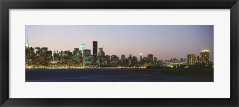 Framed New York Skyline from a Distance (gray sky) Print