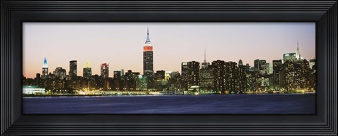 Framed New York City Skyline Lit Up at Night Print