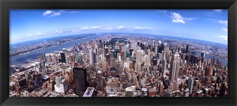 Framed Aerial View of Manhattan Skyscrapers, 2011 Print