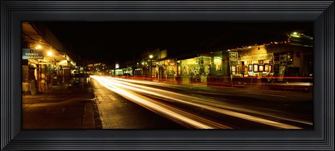 Framed Streaks of lights on the road in a city at night, Lahaina, Maui, Hawaii, USA Print