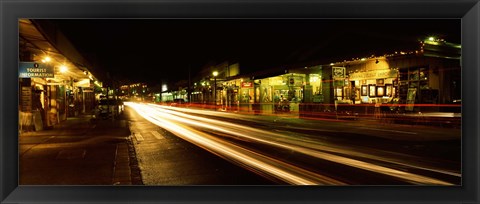 Framed Streaks of lights on the road in a city at night, Lahaina, Maui, Hawaii, USA Print