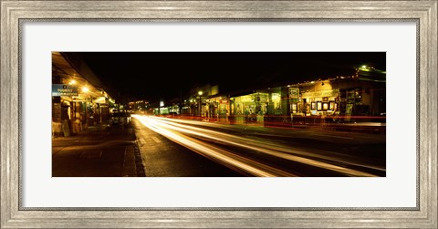 Framed Streaks of lights on the road in a city at night, Lahaina, Maui, Hawaii, USA Print