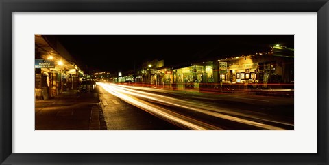 Framed Streaks of lights on the road in a city at night, Lahaina, Maui, Hawaii, USA Print