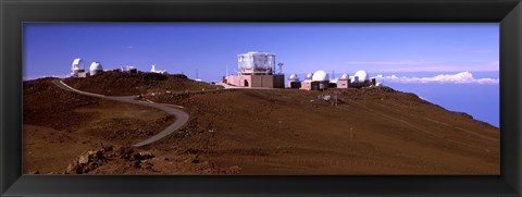 Framed Science city observatories, Haleakala National Park, Maui, Hawaii, USA Print