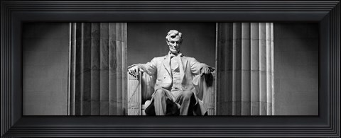 Framed Statue of Abraham Lincoln in a memorial, Lincoln Memorial, Washington DC Print