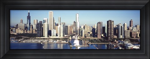 Framed Skyscrapers in a city, Navy Pier, Chicago Harbor, Chicago, Cook County, Illinois, USA 2011 Print