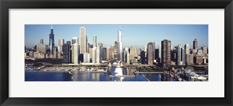 Framed Skyscrapers in a city, Navy Pier, Chicago Harbor, Chicago, Cook County, Illinois, USA 2011 Print