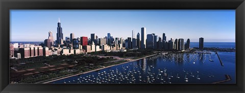 Framed Skyscrapers at the waterfront, Chicago Harbor, Lake Michigan, Chicago, Cook County, Illinois, USA 2011 Print