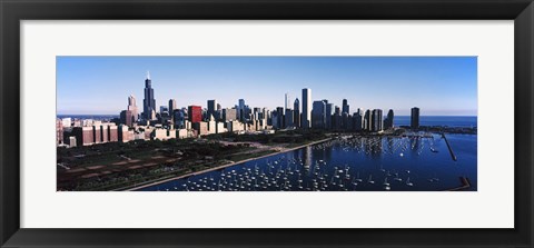 Framed Skyscrapers at the waterfront, Chicago Harbor, Lake Michigan, Chicago, Cook County, Illinois, USA 2011 Print