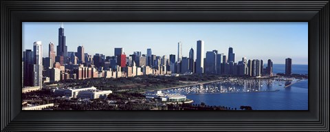 Framed Skyscrapers at the waterfront, Field Museum, Shedd Aquarium, Lake Michigan, Chicago, Cook County, Illinois, USA 2011 Print