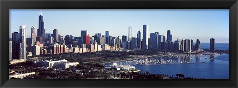 Framed Skyscrapers at the waterfront, Field Museum, Shedd Aquarium, Lake Michigan, Chicago, Cook County, Illinois, USA 2011 Print