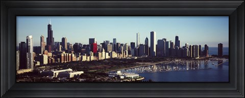 Framed Skyscrapers at the waterfront, Hancock Building, Lake Michigan, Chicago, Cook County, Illinois, USA Print