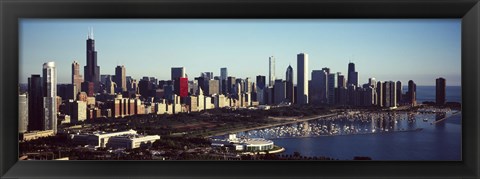 Framed Skyscrapers at the waterfront, Hancock Building, Lake Michigan, Chicago, Cook County, Illinois, USA Print