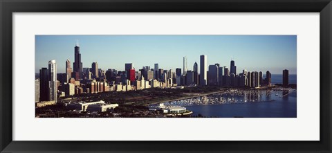 Framed Skyscrapers at the waterfront, Hancock Building, Lake Michigan, Chicago, Cook County, Illinois, USA Print