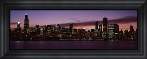 Framed Lake Michigan at Night, Chicago, Illinois, USA 2011 Print