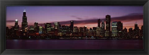 Framed Lake Michigan at Night, Chicago, Illinois, USA 2011 Print