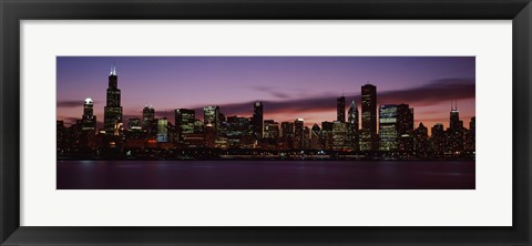 Framed Lake Michigan at Night, Chicago, Illinois, USA 2011 Print