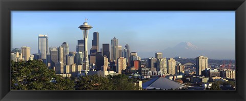 Framed Seattle city skyline with Mt. Rainier in the background, King County, Washington State, USA 2010 Print