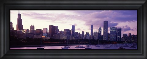 Framed Buildings at the Waterfront, Lake Michigan, Chicago (purple) Print