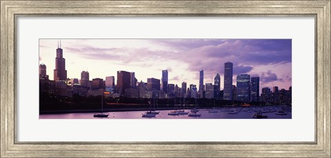 Framed Buildings at the Waterfront, Lake Michigan, Chicago (purple) Print