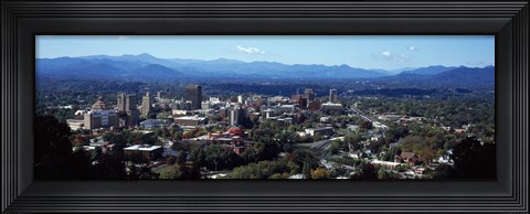Framed Aerial view of a city, Asheville, Buncombe County, North Carolina, USA 2011 Print