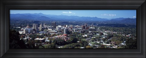 Framed Aerial view of a city, Asheville, Buncombe County, North Carolina, USA Print