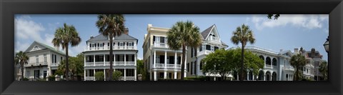 Framed Low angle view of houses along a street, Battery Street, Charleston, South Carolina Print