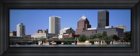 Framed Buildings at the waterfront, Genesee River, Rochester, Monroe County, New York State Print