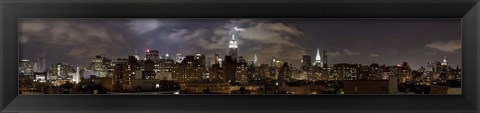 Framed Buildings lit up at night, Empire State Building, Manhattan, New York City, New York State, USA 2009 Print