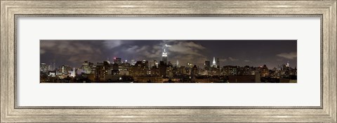 Framed Buildings lit up at night, Empire State Building, Manhattan, New York City, New York State, USA 2009 Print
