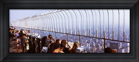 Framed Tourists at an observation point, Empire State Building, Manhattan, New York City, New York State, USA Print