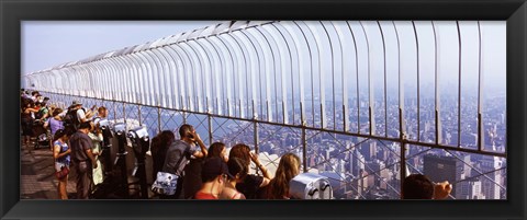 Framed Tourists at an observation point, Empire State Building, Manhattan, New York City, New York State, USA Print