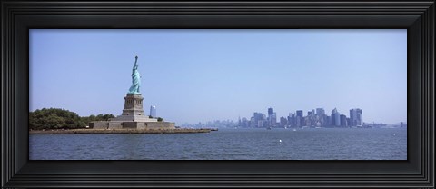Framed Statue Of Liberty with Manhattan skyline in the background, Liberty Island, New York City, New York State, USA 2011 Print