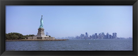 Framed Statue Of Liberty with Manhattan skyline in the background, Liberty Island, New York City, New York State, USA 2011 Print