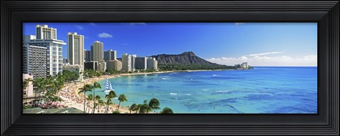 Framed Diamond Head, Waikiki Beach, Oahu, Honolulu, Hawaii Print