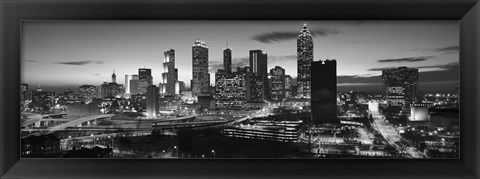 Framed Atlanta skyline in black and white, Georgia, USA Print