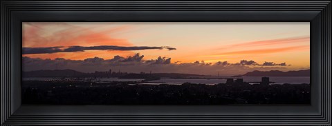 Framed City view at dusk, Emeryville, Oakland, San Francisco Bay, San Francisco, California, USA Print