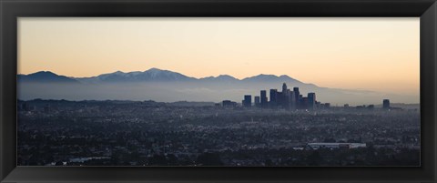 Framed Hazy Sky over Los Angeles, Panoramic View Print