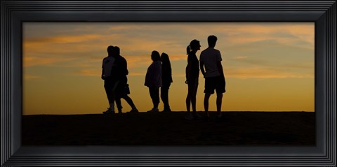 Framed Silhouette of people on a hill, Baldwin Hills Scenic Overlook, Los Angeles County, California, USA Print
